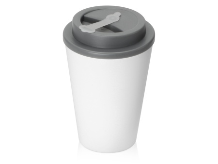 Пластиковый стакан Take away с двойными стенками и крышкой с силиконовым клапаном, 350 мл, белый/серый Пластиковый стакан Take away с двойными стенками и крышкой с силиконовым клапаном, 350 мл, белый/серый