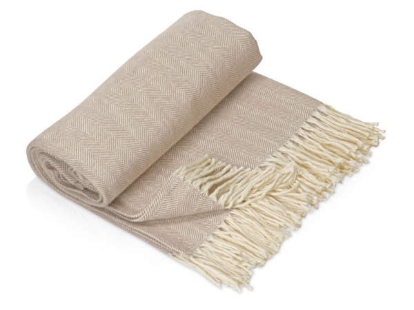 Плед Ёлочка 150х180 см. ПРЕМИУМ (бежевый однотонное)