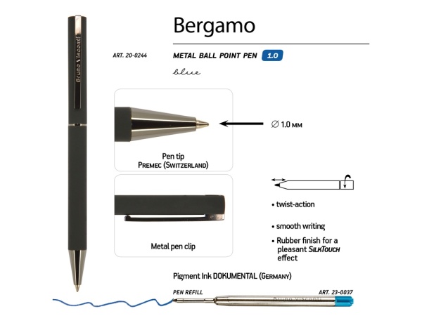 Ручка металлическая шариковая Bergamo Ручка металлическая шариковая Bergamo