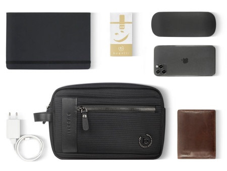 Несессер мужской BUGATTI Nero, чёрный, нейлон 1680D/кожа, 24х7,5х16 см Несессер мужской BUGATTI Nero, чёрный, нейлон 1680D/кожа, 24х7,5х16 см