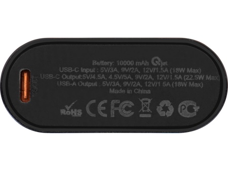 Внешний аккумулятор с QC/PD Qwik, 10000 mah, черный