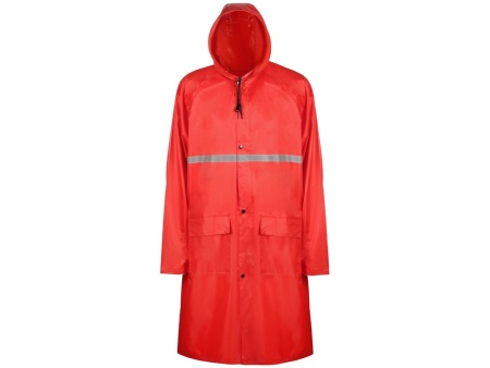 Длиный дождевик Lanai  из полиэстера со светоотражающей тесьмой, красный Длиный дождевик Lanai  из полиэстера со светоотражающей тесьмой, красный