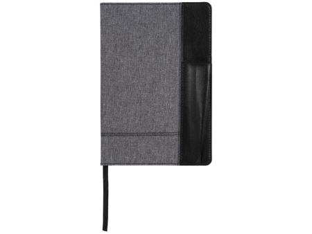 Блокнот А5 с кожаной вставкой, серый/черный Блокнот А5 с кожаной вставкой, серый/черный