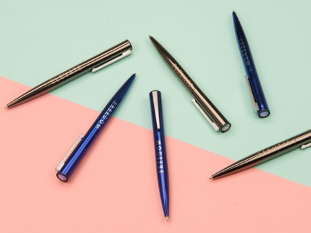 Ручка металлическая шариковая Icicle под полимерную наклейку, темно-синий