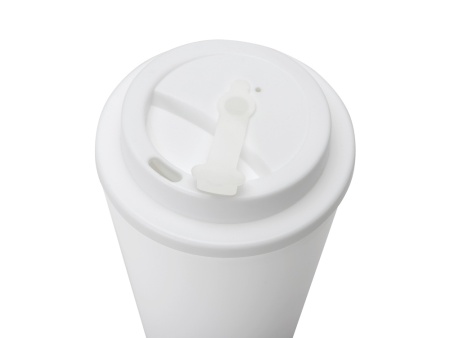 Пластиковый стакан Take away с двойными стенками и крышкой с силиконовым клапаном, 350 мл, белый Пластиковый стакан Take away с двойными стенками и крышкой с силиконовым клапаном, 350 мл, белый