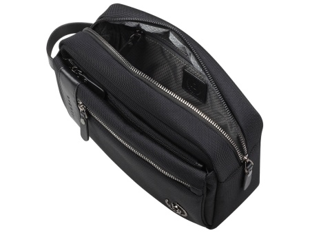 Несессер мужской BUGATTI Nero, чёрный, нейлон 1680D/кожа, 24х7,5х16 см Несессер мужской BUGATTI Nero, чёрный, нейлон 1680D/кожа, 24х7,5х16 см