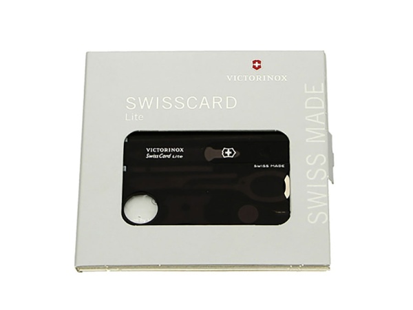Швейцарская карточка VICTORINOX SwissCard Lite, 13 функций, полупрозрачная чёрная Швейцарская карточка VICTORINOX SwissCard Lite, 13 функций, полупрозрачная чёрная
