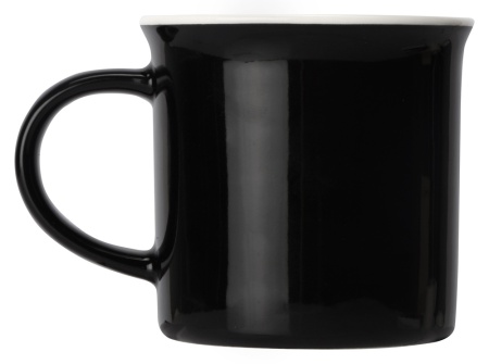 Кружка Countryside с белым ободком, белая внутри, черная снаружи, черный