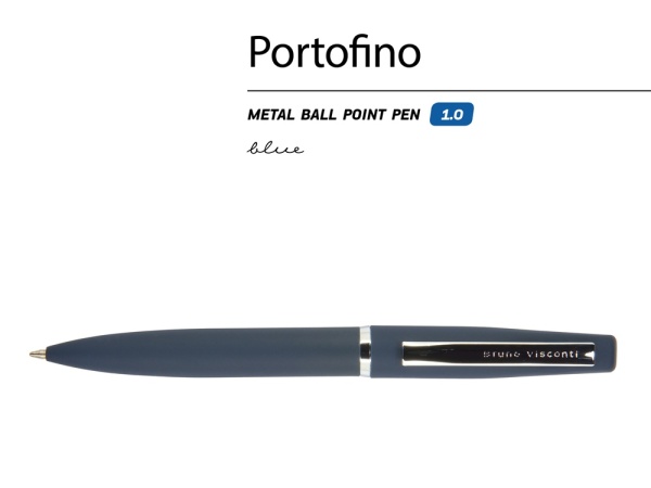 Ручка Portofino шариковая  автоматическая, синий металлический корпус, 1.0 мм, синяя Ручка Portofino шариковая  автоматическая, синий металлический корпус, 1.0 мм, синяя