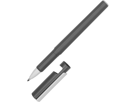 Ручка пластиковая шариковая трехгранная Nook с подставкой для телефона в колпачке, серый/белый Ручка пластиковая шариковая трехгранная Nook с подставкой для телефона в колпачке, серый/белый
