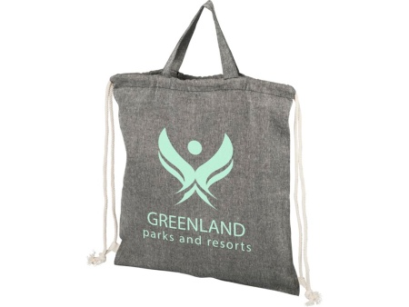 Рюкзак со шнурком Pheebs из 150 г/м2 переработанного хлопка, черный