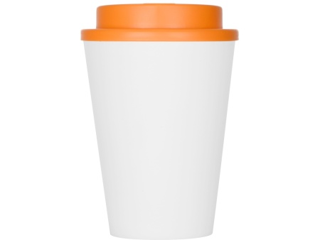 Пластиковый стакан Take away с двойными стенками и крышкой с силиконовым клапаном, 350 мл, белый/оранжевый Пластиковый стакан Take away с двойными стенками и крышкой с силиконовым клапаном, 350 мл, белый/оранжевый
