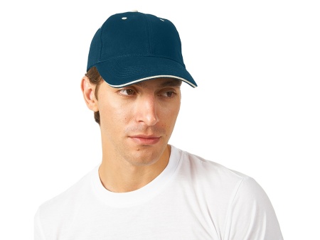 Бейсболка New Castle 6-ти панельная, синий/натуральный