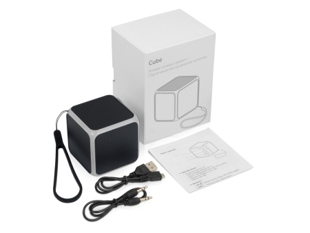 Портативная колонка Cube с подсветкой, черный