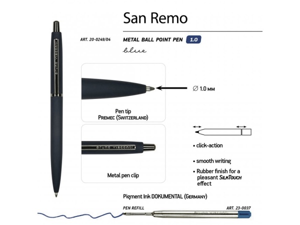 Ручка металлическая шариковая San Remo, софт тач Ручка металлическая шариковая San Remo, софт тач