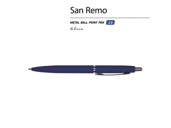 Ручка металлическая шариковая San Remo, 1,0мм, синие чернила, ярко-синий Ручка металлическая шариковая San Remo, 1,0мм, синие чернила, ярко-синий