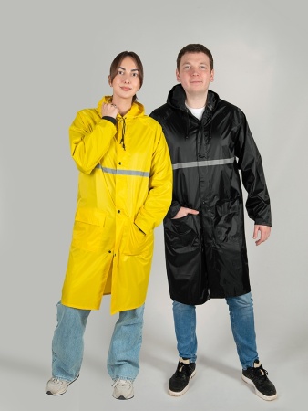 Длиный дождевик Lanai  из полиэстера со светоотражающей тесьмой, молочный Длиный дождевик Lanai  из полиэстера со светоотражающей тесьмой, молочный