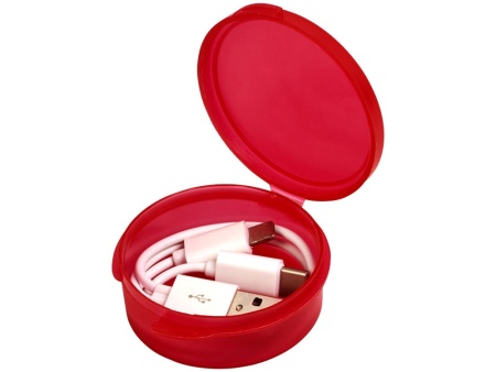 Кабель для зарядки Versa 3-в-1 в футляре, красный прозрачный