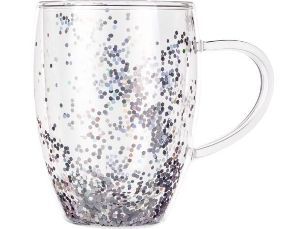 Кружка с двойными стенками с блестками, 290 мл, серебристый