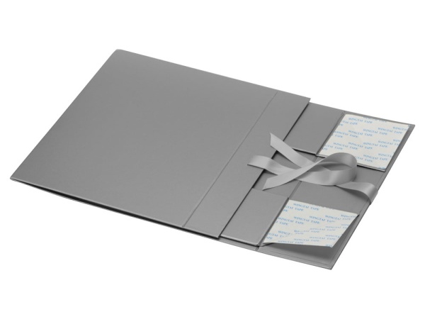 Коробка разборная на магнитах с лентами, серебристый Коробка разборная на магнитах с лентами, серебристый