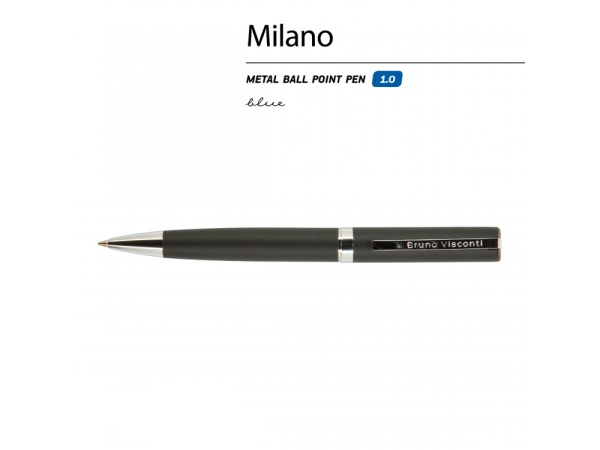 Ручкa BrunoVisconti шариковая автоматическая 1мм синяя Milano Graphite (черный металлический корпус) Ручкa BrunoVisconti шариковая автоматическая 1мм синяя Milano Graphite (черный металлический корпус)