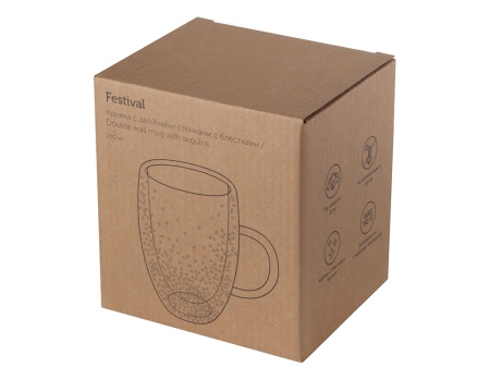 Кружка с двойными стенками с блестками, 290 мл, серебристый