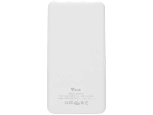 Портативное зарядное устройство Reserve с USB Type-C, 5000 mAh, белый