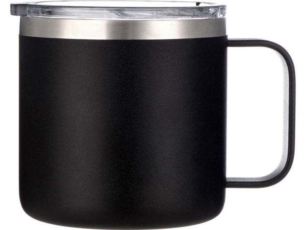 Кружка стальная Alaska с крышкой слайдером, powder coating, черный Кружка стальная Alaska с крышкой слайдером, powder coating, черный