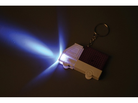 Брелок-рулетка Автомобиль с фонариком, 1 м., белый/красный