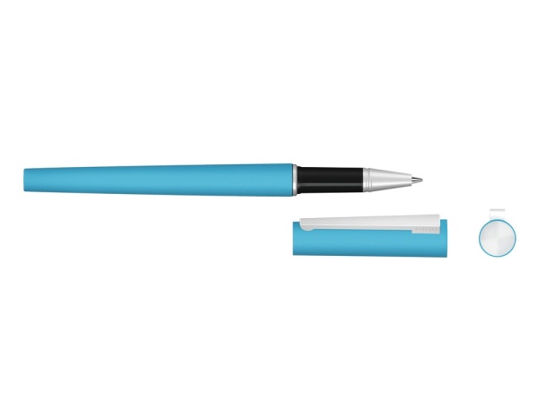 Ручка металлическая роллер Brush R GUM soft-touch с зеркальной гравировкой, голубой Ручка металлическая роллер Brush R GUM soft-touch с зеркальной гравировкой, голубой