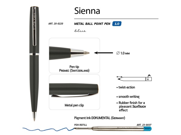 Ручка металлическая шариковая Sienna Ручка металлическая шариковая Sienna