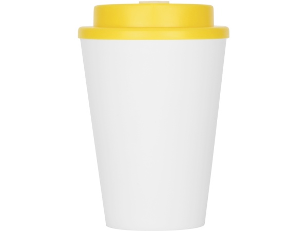 Пластиковый стакан Take away с двойными стенками и крышкой с силиконовым клапаном, 350 мл, белый/желтый