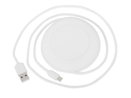 Беспроводное зарядное устройство со встроенным кабелем 2-в-1 Disc, белый