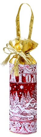 МЕШОЧЕК ПОД БУТЫЛКУ "ОТ ДЕДА МОРОЗА" с 3Д  эффектом красный 800 г (28)