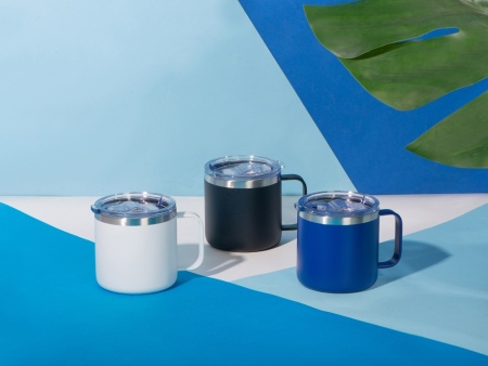 Кружка стальная Alaska с крышкой слайдером, powder coating, синий Кружка стальная Alaska с крышкой слайдером, powder coating, синий