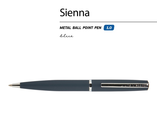 Ручка Sienna шариковая  автоматическая, синий металлический корпус, 1.0 мм, синяя Ручка Sienna шариковая  автоматическая, синий металлический корпус, 1.0 мм, синяя